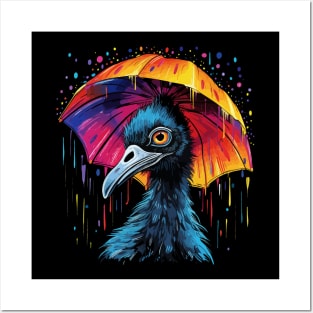 Emu Rainy Day With Umbrella Posters and Art